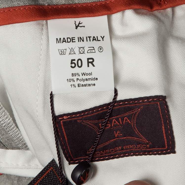 مملوكة مسبقًا بنطلون صوف رمادي إيسايا نابولي برباط مقاس كبير