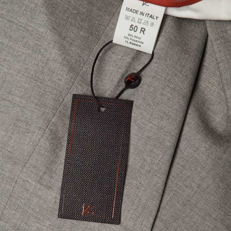 مملوكة مسبقًا بنطلون صوف رمادي إيسايا نابولي برباط مقاس كبير