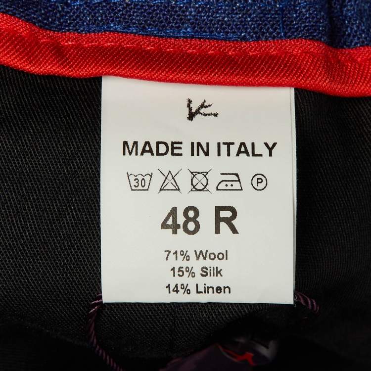 Pre Owned ISAIA Blue Wool & Linen Blend Regular Fit Pants M