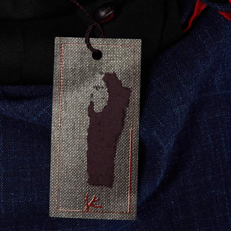 Pre Owned ISAIA Blue Wool & Linen Blend Regular Fit Pants M