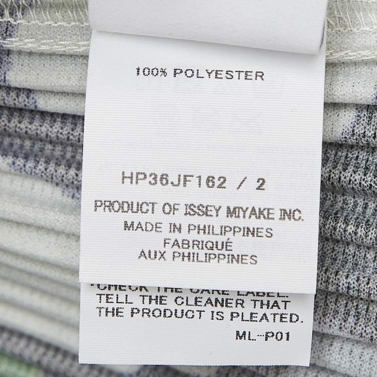 Pre Owned Issey Miyake Homme Plisse Green Printed Stretch Crepe Pleated Trousers M