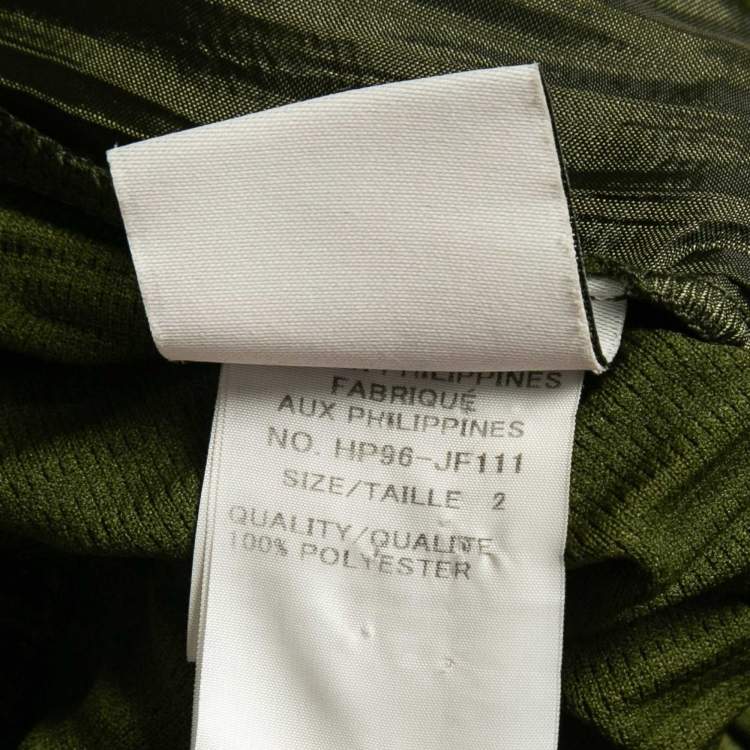 Pre Owned Issey Miyake Homme Plisse Olive Green Knit Pleated Trousers S