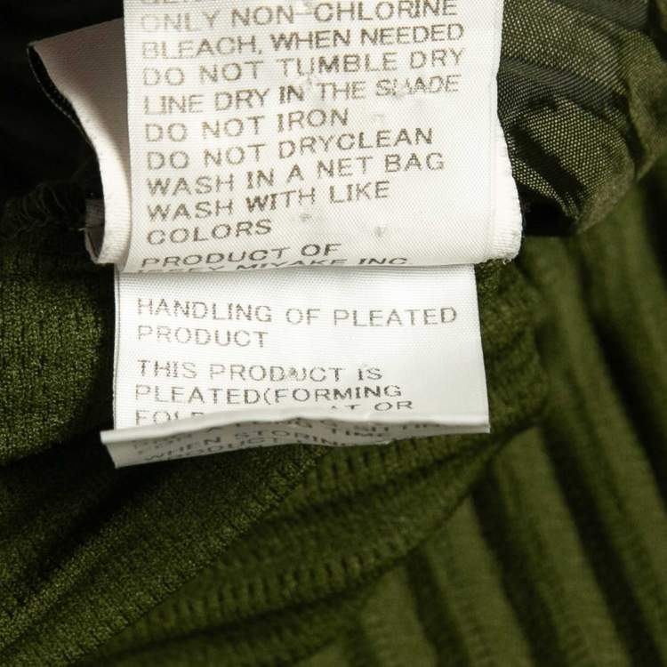 Pre Owned Issey Miyake Homme Plisse Olive Green Knit Pleated Trousers S