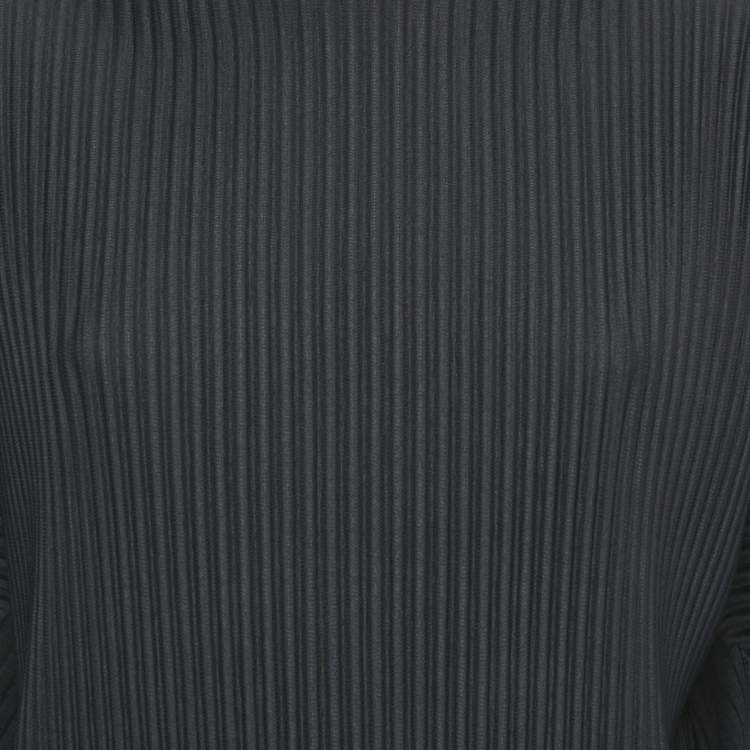 Pre Owned Issey Miyake Homme Plisse Navy Blue Pleated Roll Neck Pullover L