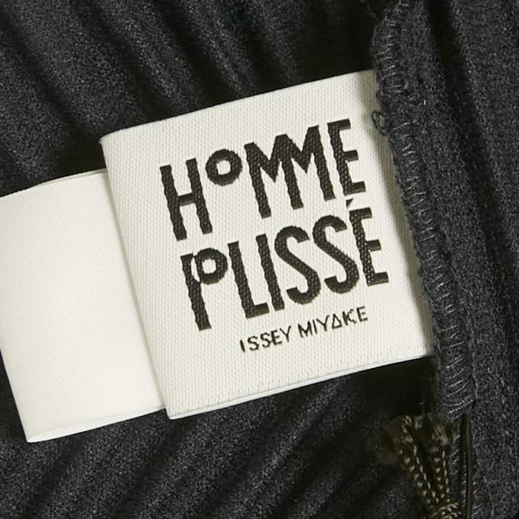 Pre Owned Issey Miyake Homme Plisse Navy Blue Pleated Roll Neck Pullover L