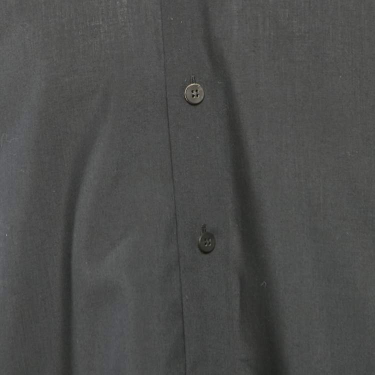 Pre Owned Issey Miyake Men Black Crepe Pintucks Detail Shirt S