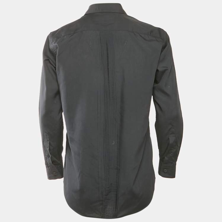 Pre Owned Issey Miyake Men Black Crepe Pintucks Detail Shirt S