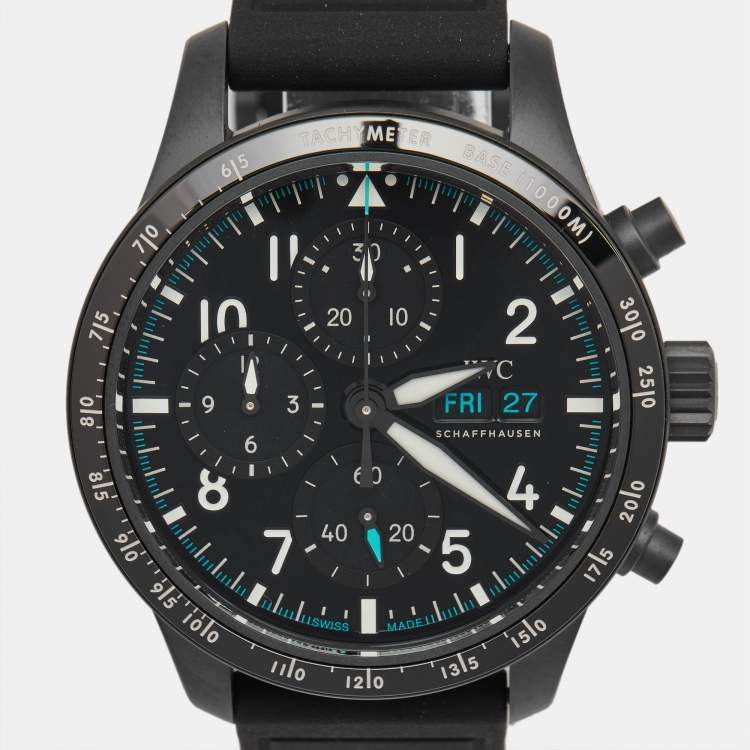 Pre Owned IWC Schaffhaussen Ceratanium® Rubber Pilot’s Watch Performance Mercedes-AMG PETRONAS Formula One™ Team IW388306 Men's Wristwatch 41 mm