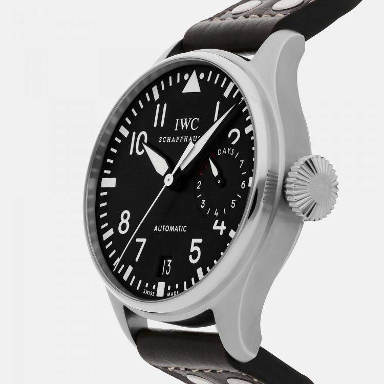 Pre Owned IWC Black Stainless Steel Big Pilot's Automatic Men's Wristwatch 46 mm