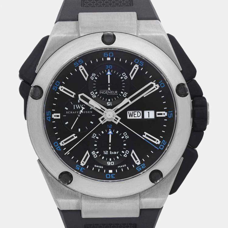 Pre Owned IWC Black Titanium Ingenieur Double chronograph IW386503 Automatic Men's Wristwatch 45mm