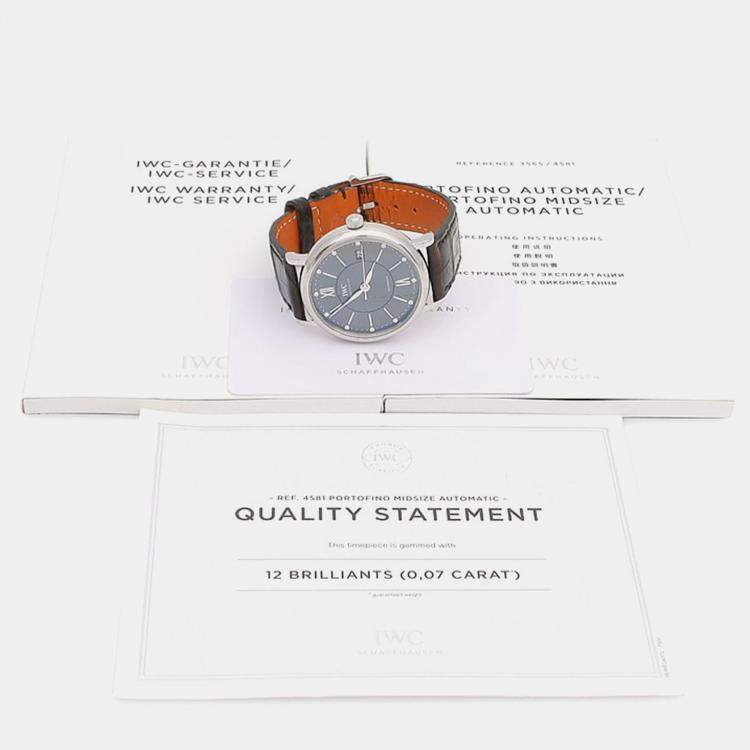مملوكة مسبقًا IWC Portofino Diamond IW458102 Automatic Stainless Steel Men's Wristwatch 37 mm