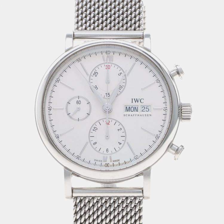Pre Owned ساعة يد رجالية آي دبليو سي بورتوفينو IW391015 أوتوماتيكية ستانلس ستيل 41 مم