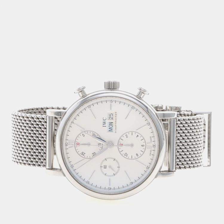Pre Owned ساعة يد رجالية آي دبليو سي بورتوفينو IW391015 أوتوماتيكية ستانلس ستيل 41 مم