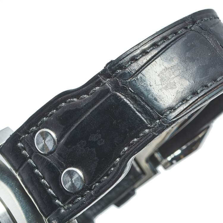 Pre Owned IWC Black Stainless Steel Alligator Leather Big Pilot IW500901 Men's Wristwatch 46.20 mm