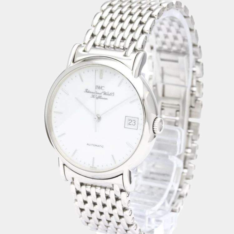 Pre Owned IWC White Stainless Steel Portofino IW351318 Automatic Men's Wristwatch 34 mm