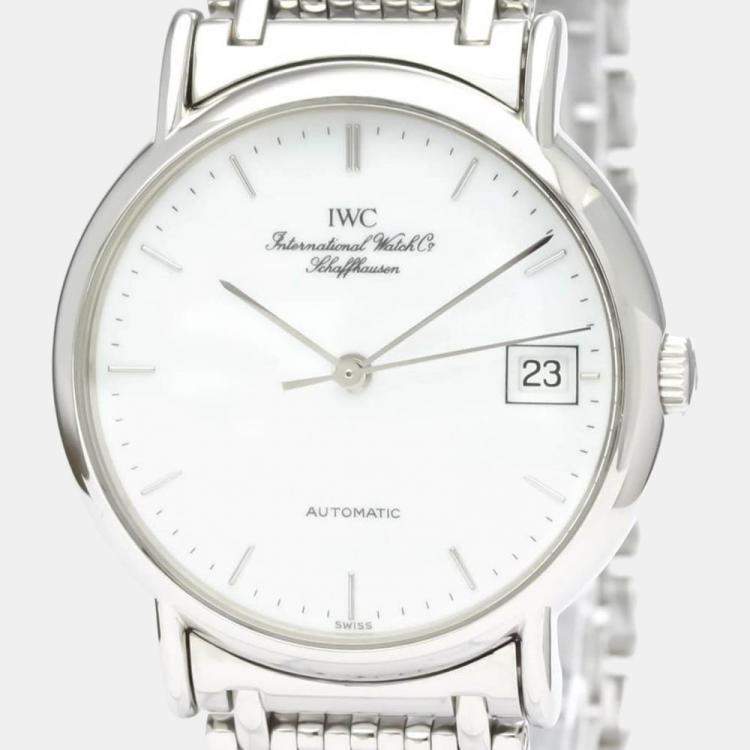 Pre Owned IWC White Stainless Steel Portofino IW351318 Automatic Men's Wristwatch 34 mm