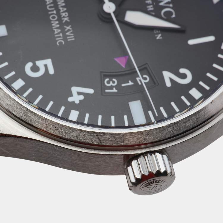 Pre Owned IWC Schaffhausen Black Stainless Steel Pilot's Watch Mark XVII IW326504 Men's Wristwatch 41 mm