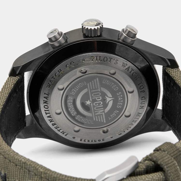 Pre Owned IWC Grey Ceramic Titanium Canvas Pilot Top Gun Miramar IW388002 Men's Wristwatch 46 mm 