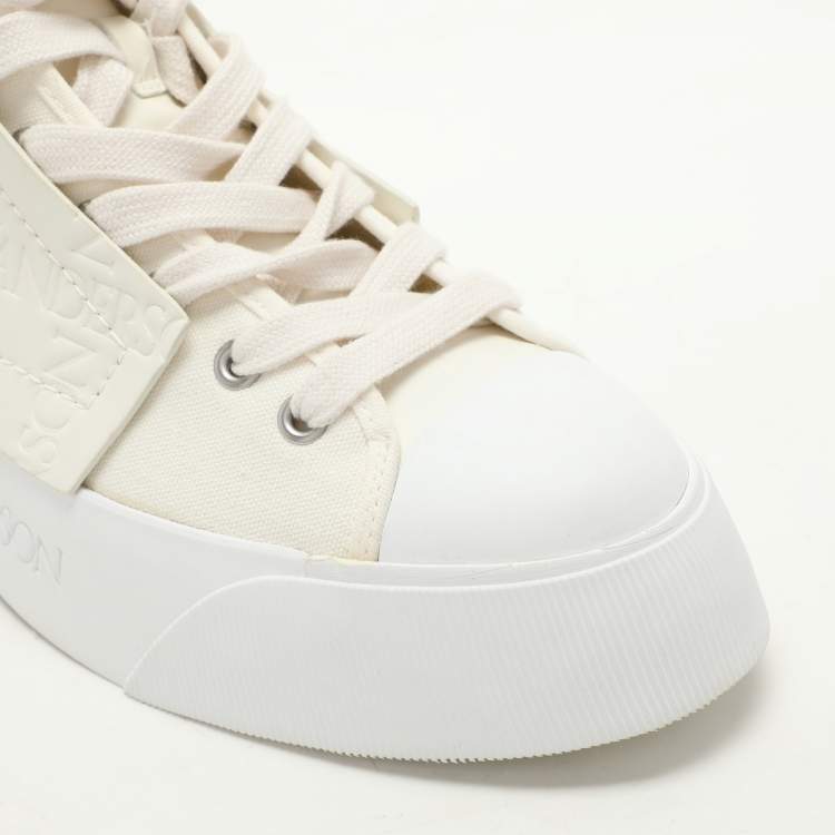 Pre Owned J.W.Anderson White Canvas Leather High Top Sneakers 44