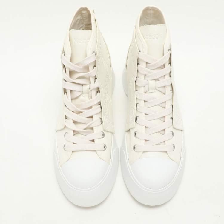 Pre Owned J.W.Anderson White Canvas Leather High Top Sneakers 44