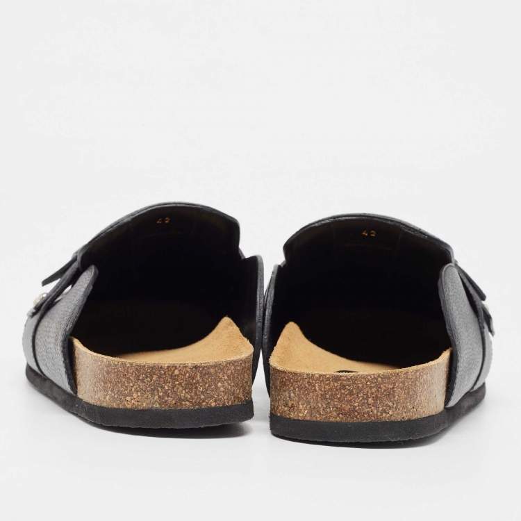 Pre Owned J.W.Anderson Black Leather Padlock Flat Mules Size 42