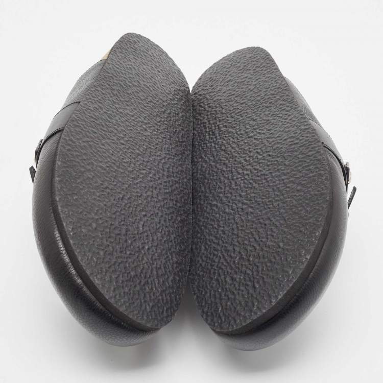 Pre Owned J.W.Anderson Black Leather Padlock Flat Mules Size 42