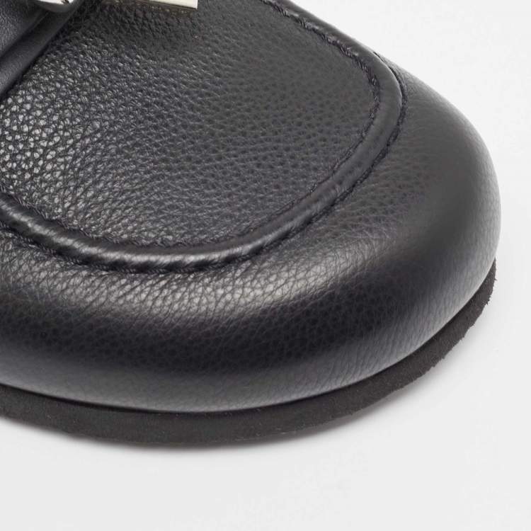 Pre Owned J.W.Anderson Black Leather Padlock Flat Mules Size 42