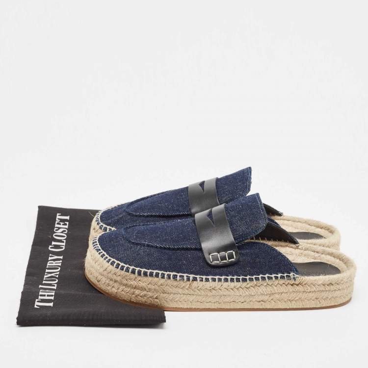 Pre Owned J.W.Anderson Navy Blue Denim Espadrille Flat Mules Size 42
