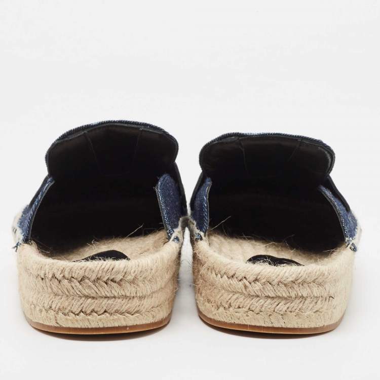 Pre Owned J.W.Anderson Navy Blue Denim Espadrille Flat Mules Size 42