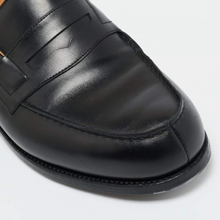 مملوكة مسبقًا J.M Weston Black Leather Slip On Loafers Size 43.5