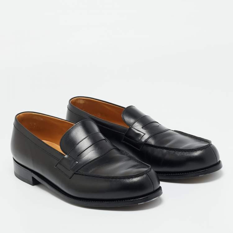مملوكة مسبقًا J.M Weston Black Leather Slip On Loafers Size 43.5