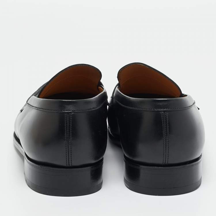 مملوكة مسبقًا J.M Weston Black Leather Slip On Loafers Size 43.5