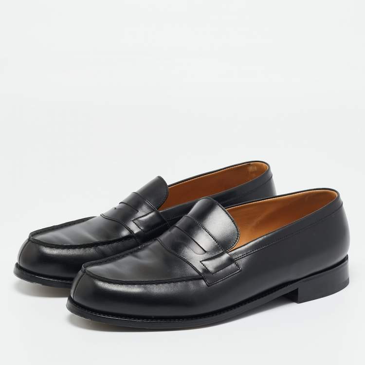 مملوكة مسبقًا J.M Weston Black Leather Slip On Loafers Size 43.5