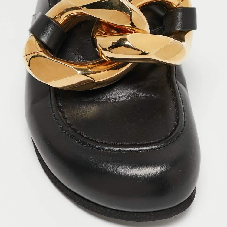 Pre Owned J.W.Anderson Black Leather Chain Link Flat Mules Size 43