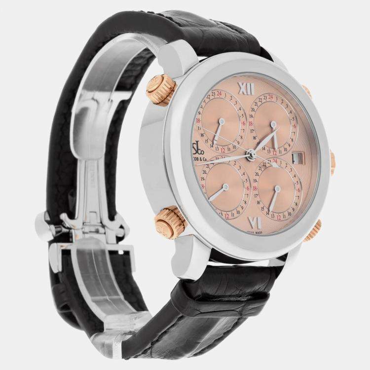 Pre Owned Jacob & Co. Five Time Zone H-24 SSC Automatic Copper Stainless Steel  Men's Wristwatch 47 mm