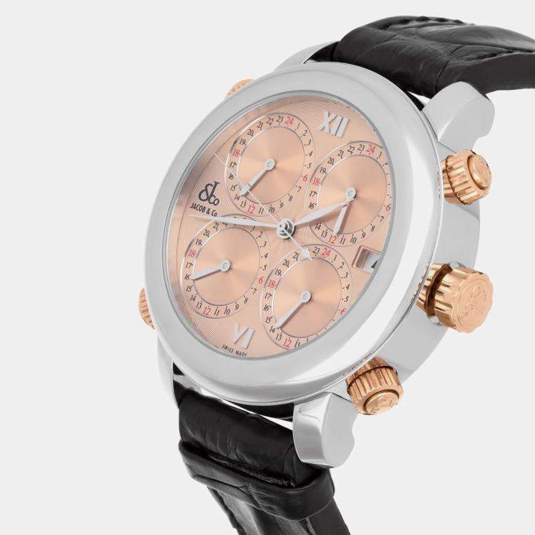 Pre Owned Jacob & Co. Five Time Zone H-24 SSC Automatic Copper Stainless Steel  Men's Wristwatch 47 mm