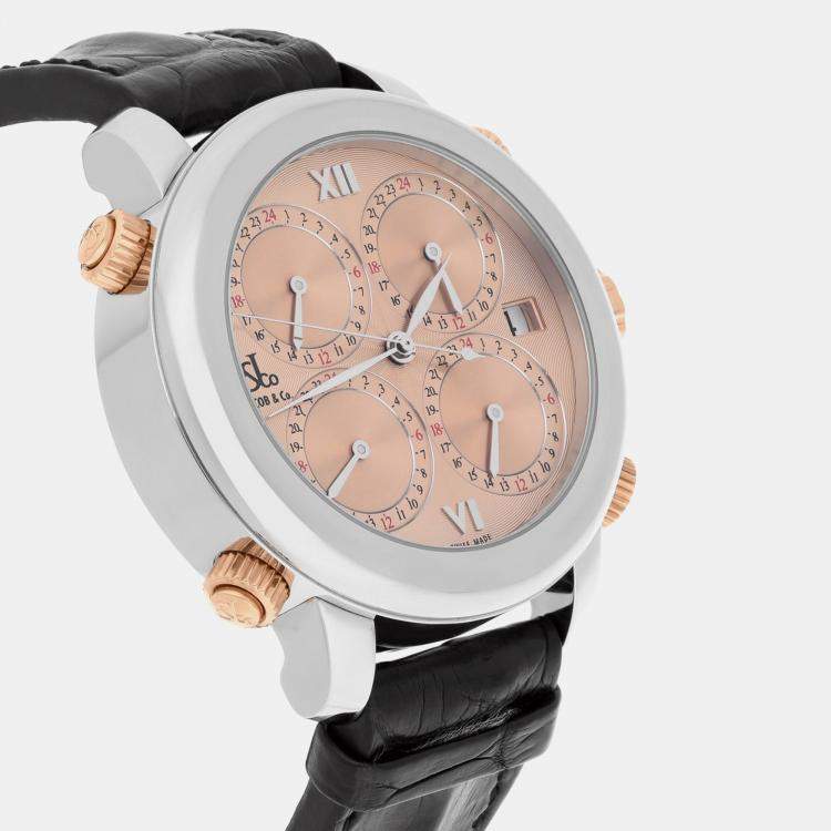 Pre Owned Jacob & Co. Five Time Zone H-24 SSC Automatic Copper Stainless Steel  Men's Wristwatch 47 mm