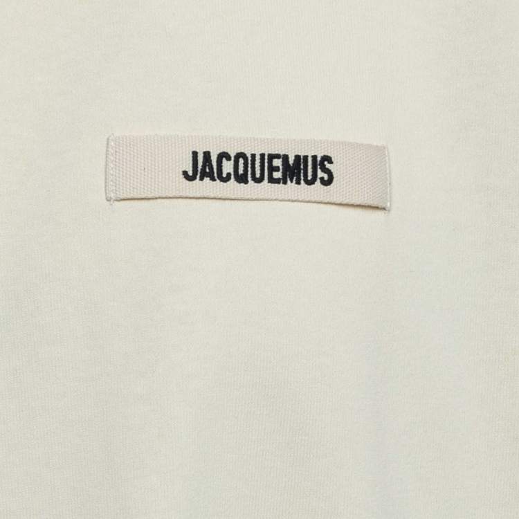 Pre Owned Jacquemus Beige Cotton Crew Neck Gros Grain T-Shirt XL