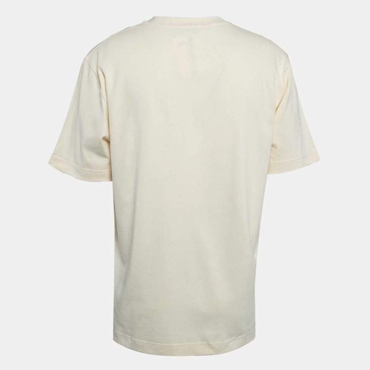 Pre Owned Jacquemus Beige Cotton Crew Neck Gros Grain T-Shirt XL