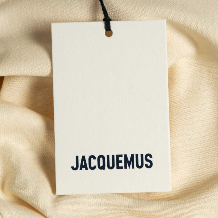 Pre Owned Jacquemus Beige Cotton Crew Neck Gros Grain T-Shirt XL