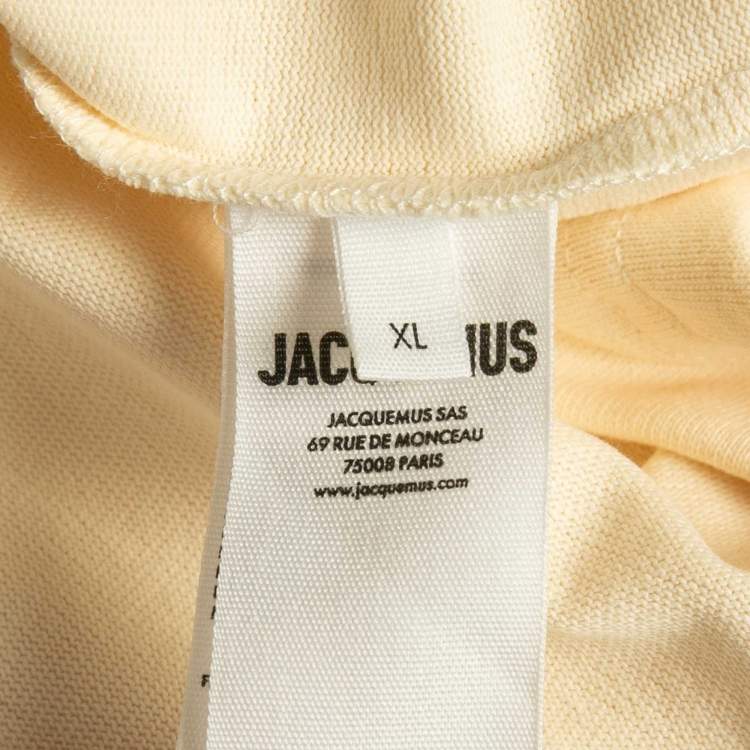 Pre Owned Jacquemus Beige Cotton Crew Neck Gros Grain T-Shirt XL