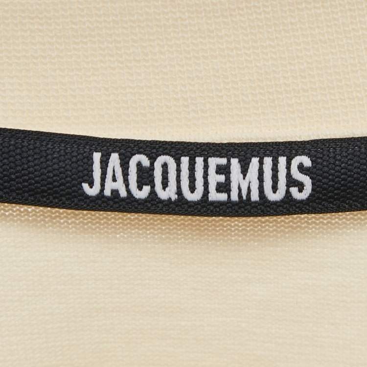 Pre Owned Jacquemus Cream Cotton Crew Neck Gros Grain T-Shirt XL