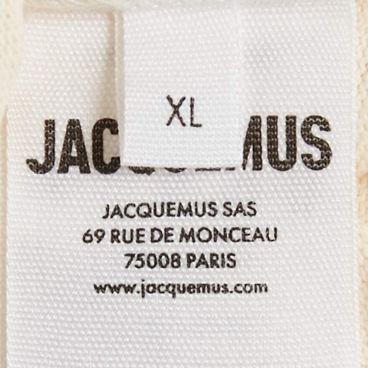 Pre Owned Jacquemus Cream Cotton Crew Neck Gros Grain T-Shirt XL