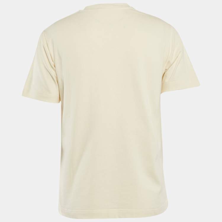Pre Owned Jacquemus Beige Cotton Crew Neck Gros Grain T-Shirt M