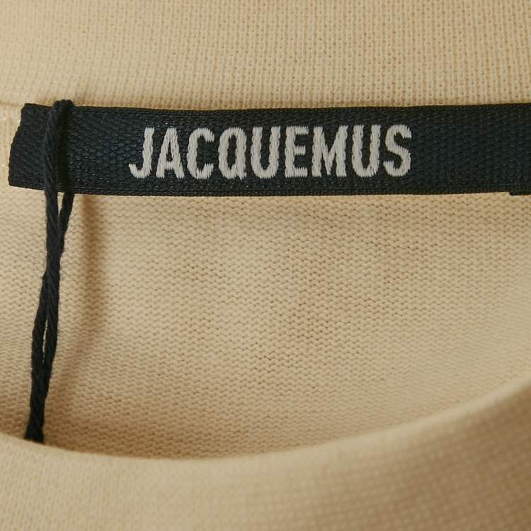 Pre Owned Jacquemus Beige Cotton Crew Neck Gros Grain T-Shirt M