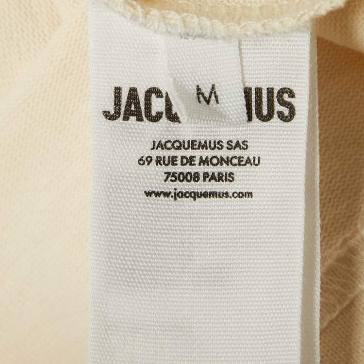 Pre Owned Jacquemus Beige Cotton Crew Neck Gros Grain T-Shirt M