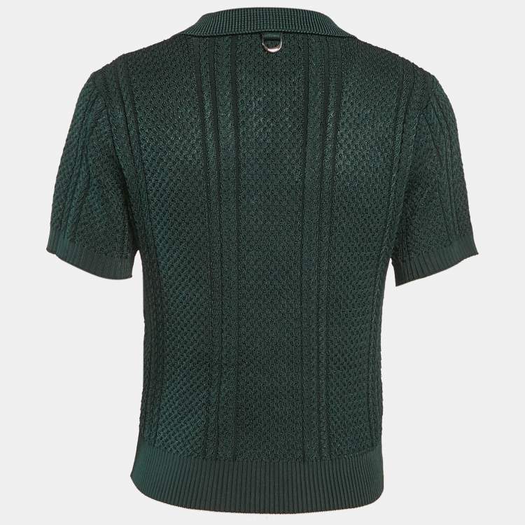 مملوكة مسبقًا Jacquemus Green Cable Knit The Belo Polo T-shirt XS