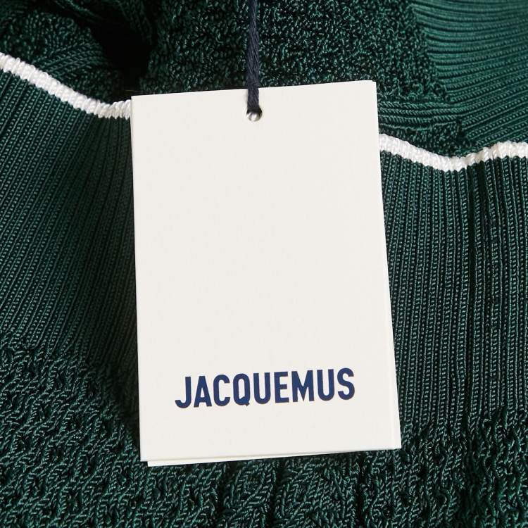 مملوكة مسبقًا Jacquemus Green Cable Knit The Belo Polo T-shirt XS