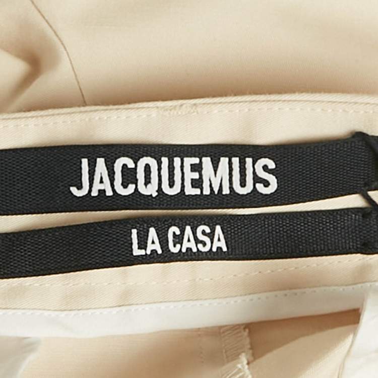 Pre Owned Jacquemus Beige Cotton Straight Leg Trousers XS