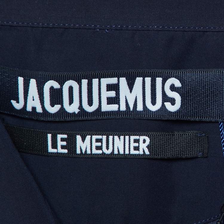 Pre Owned Jacquemus Navy Blue Poplin Etienne Camp Collar Shirt M